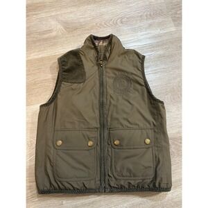 Ralph Lauren Quilted Vest Women's P/P Olive Green‎ Plaid Equestrian Logo